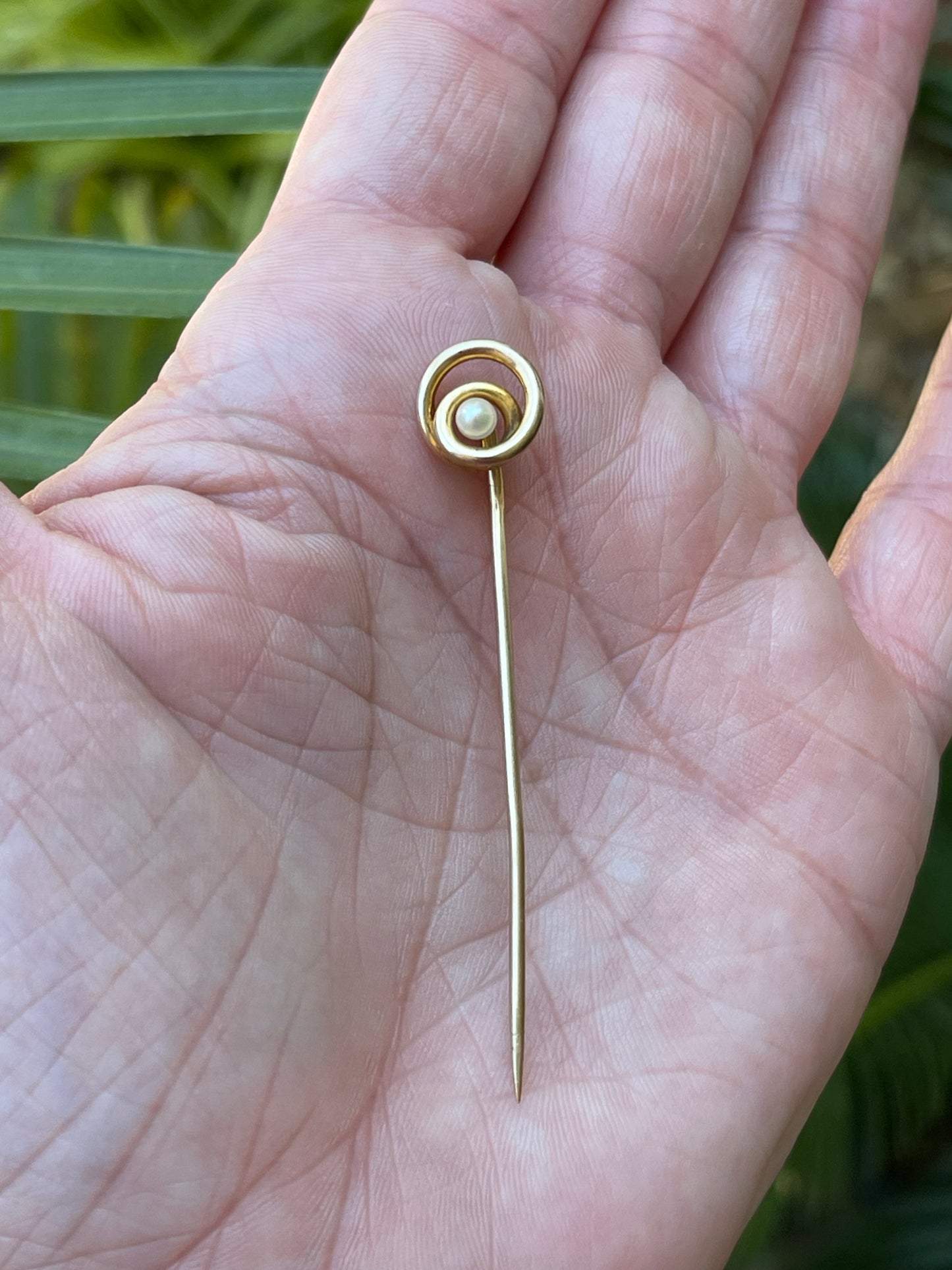 14k and Pearl Swirl Stick Pin