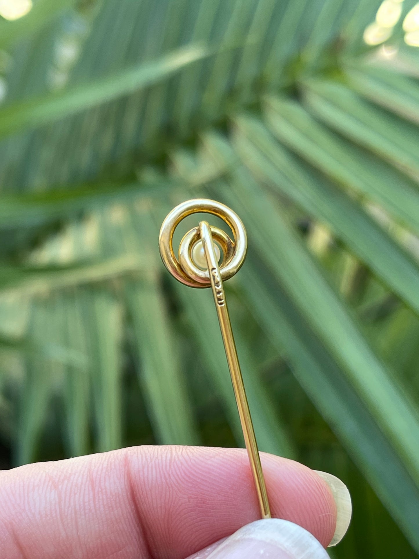 14k and Pearl Swirl Stick Pin