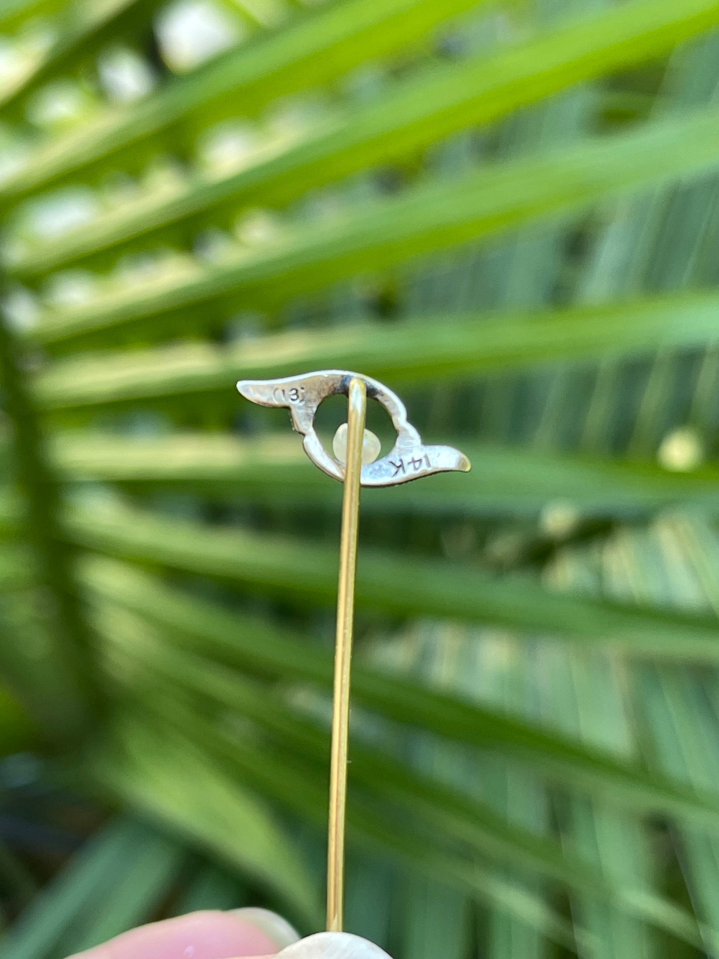 14k Two-tone Gold and Pearl Stick Pin