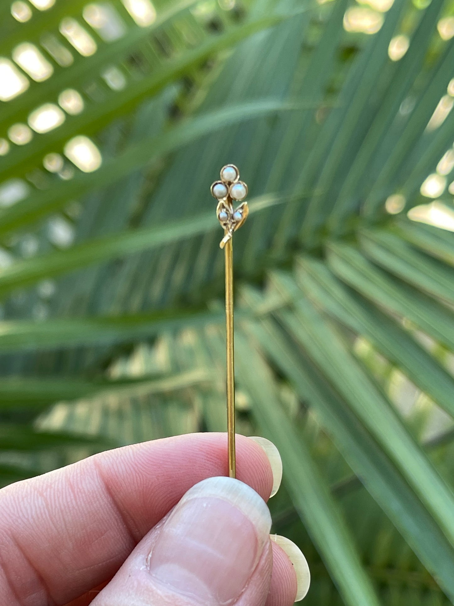 14k and Seed Pearl Stick Pin